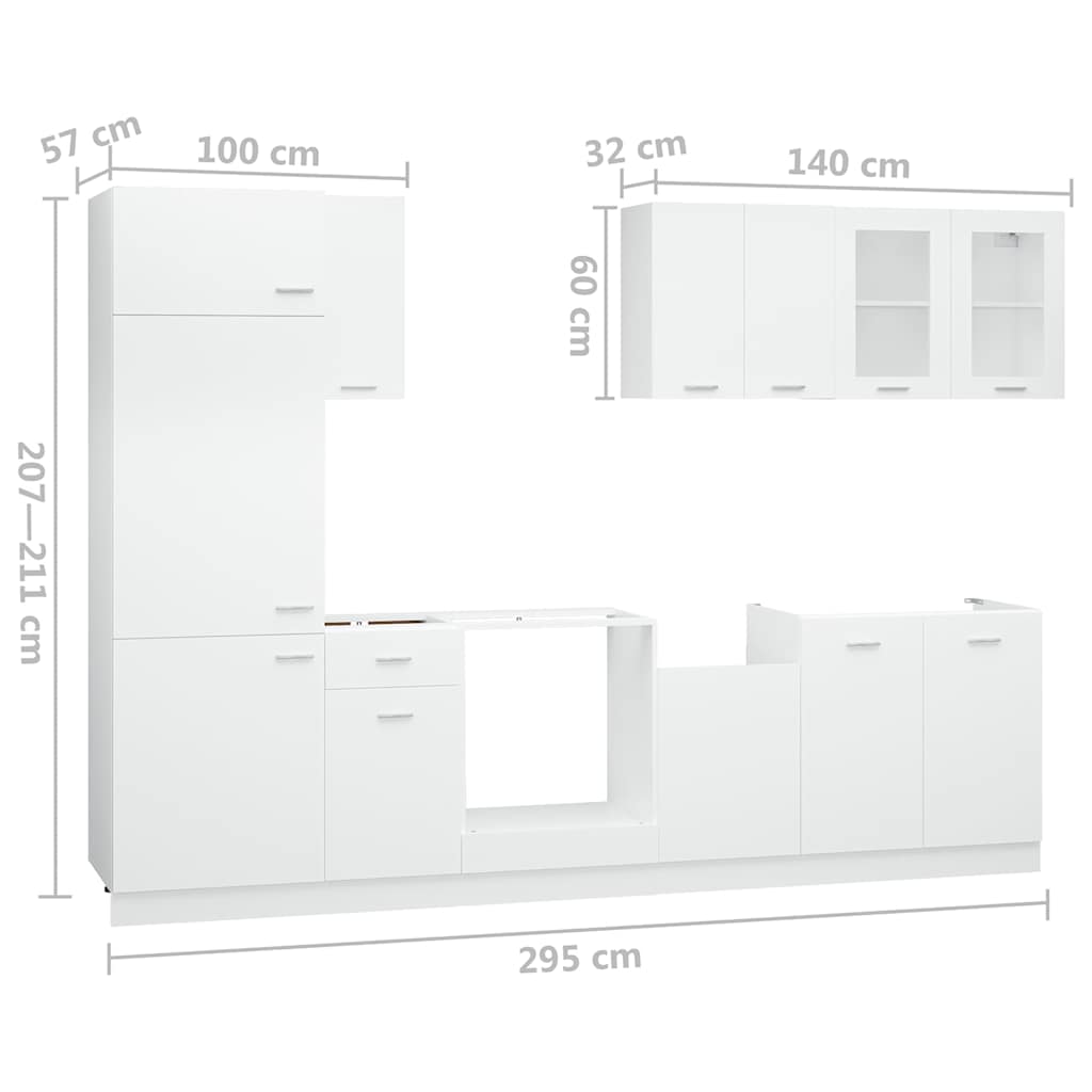 Kitchen Cabinets Unit Lyon 8 Pcs Engineered Wood Concrete Grey Artisan Oak White