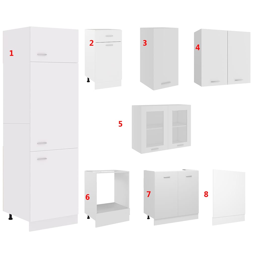 Kitchen Cabinets Unit Lyon 8 Pcs Engineered Wood Concrete Grey Artisan Oak White