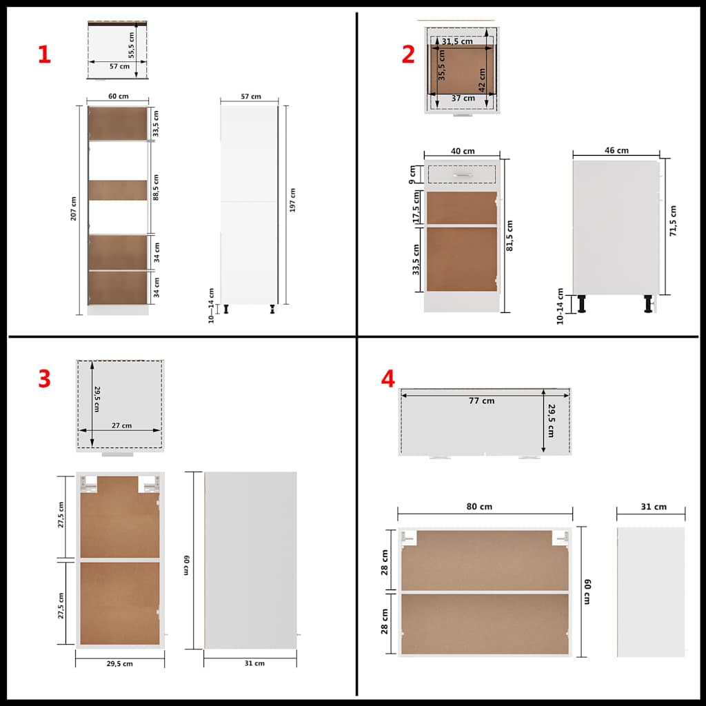 Kitchen Cabinets Unit Lyon 8 Pcs Engineered Wood Concrete Grey Artisan Oak White