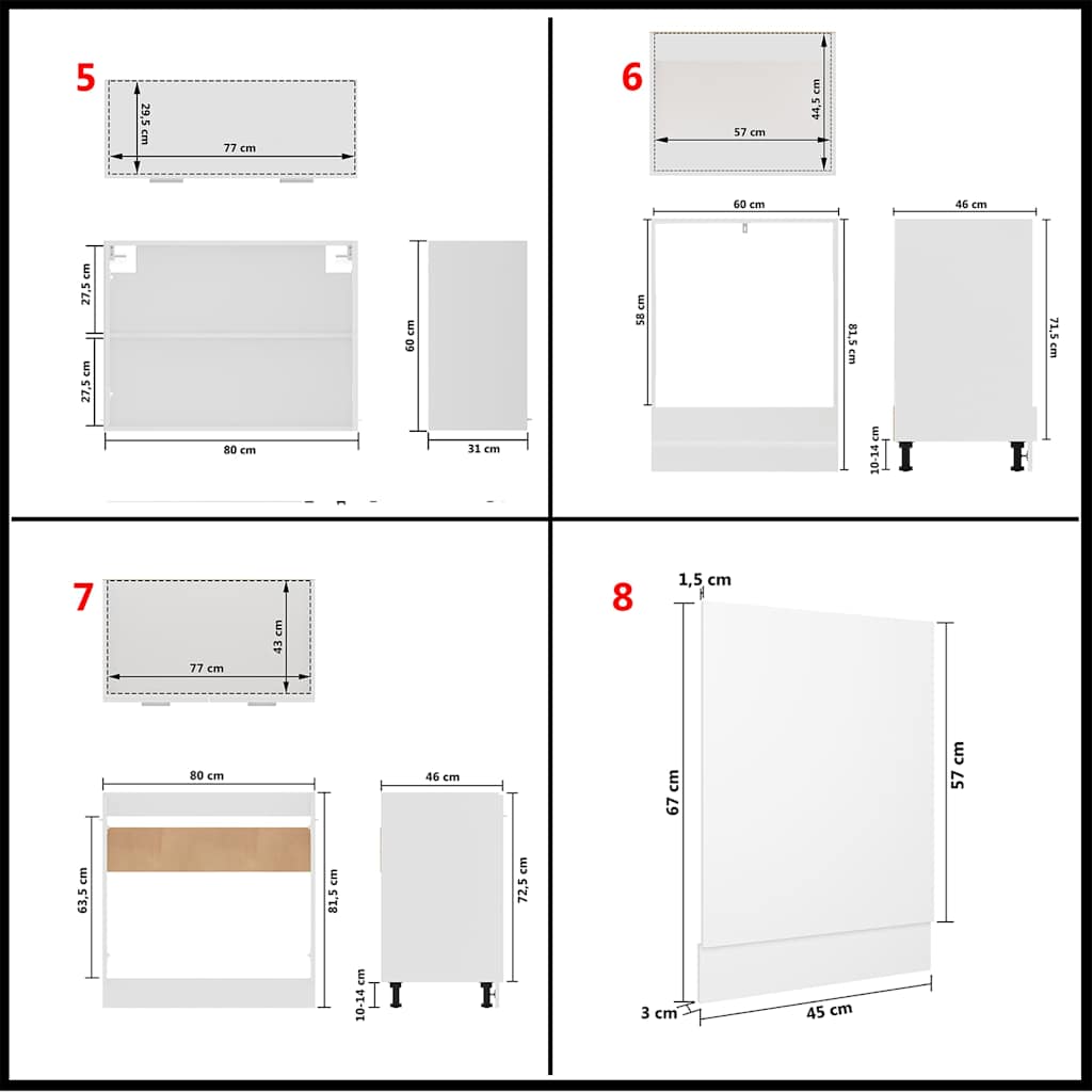 Kitchen Cabinets Unit Lyon 8 Pcs Engineered Wood Concrete Grey Artisan Oak White