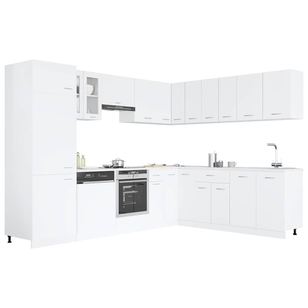 Kitchen Cabinets 14 Piece Cabinet Set Lyon White Engineered Wood 29.5 cm