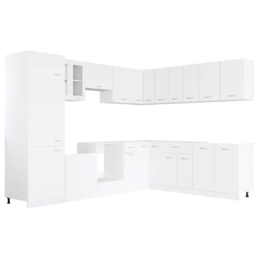 Kitchen Cabinets 14 Piece Cabinet Set Lyon White Engineered Wood 29.5 cm