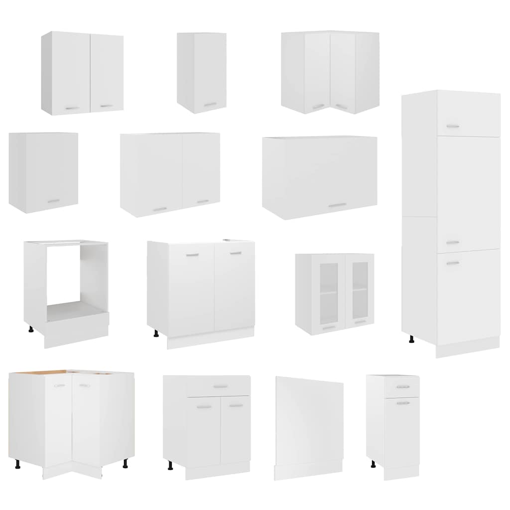 Kitchen Cabinets 14 Piece Cabinet Set Lyon White Engineered Wood 29.5 cm