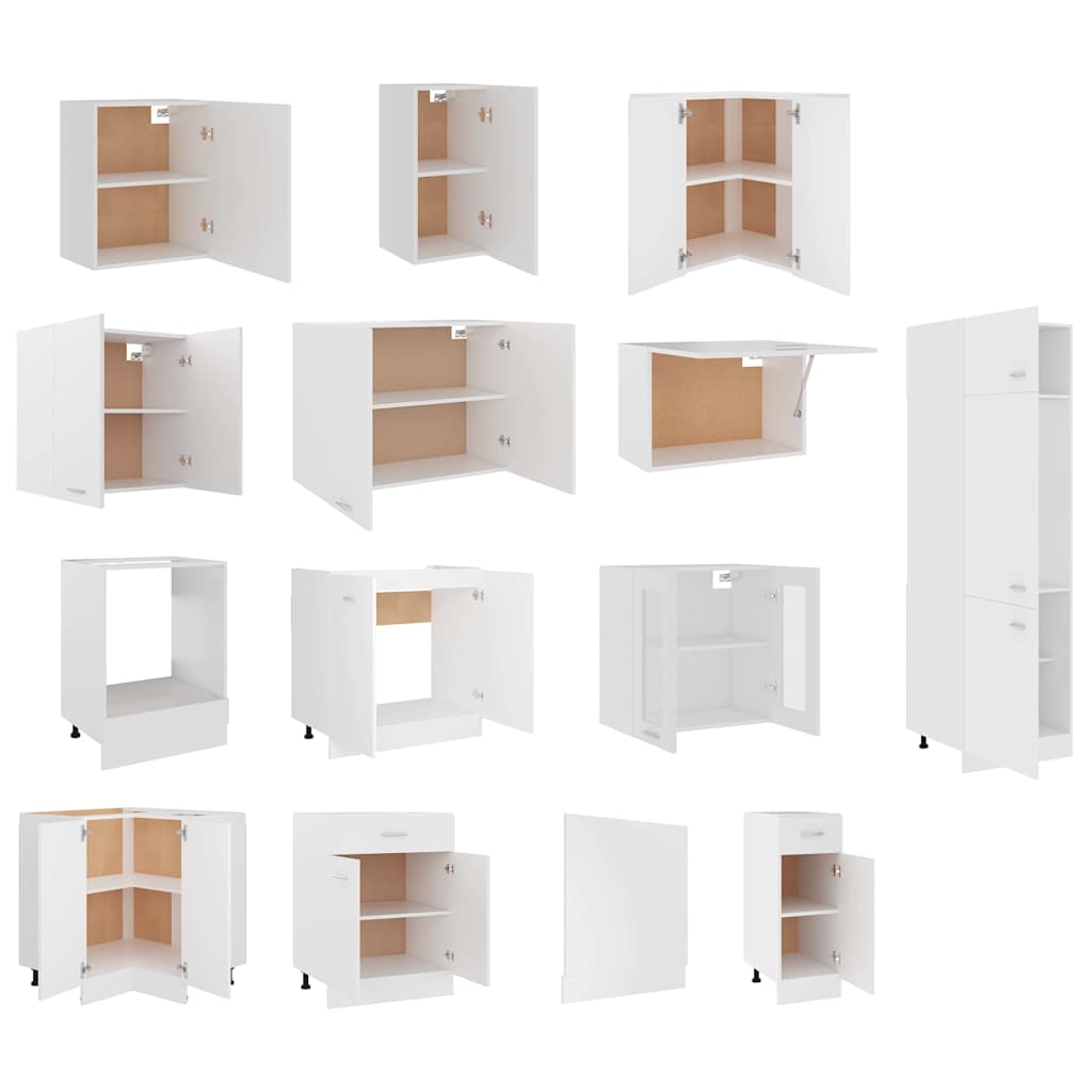 Kitchen Cabinets 14 Piece Cabinet Set Lyon White Engineered Wood 29.5 cm