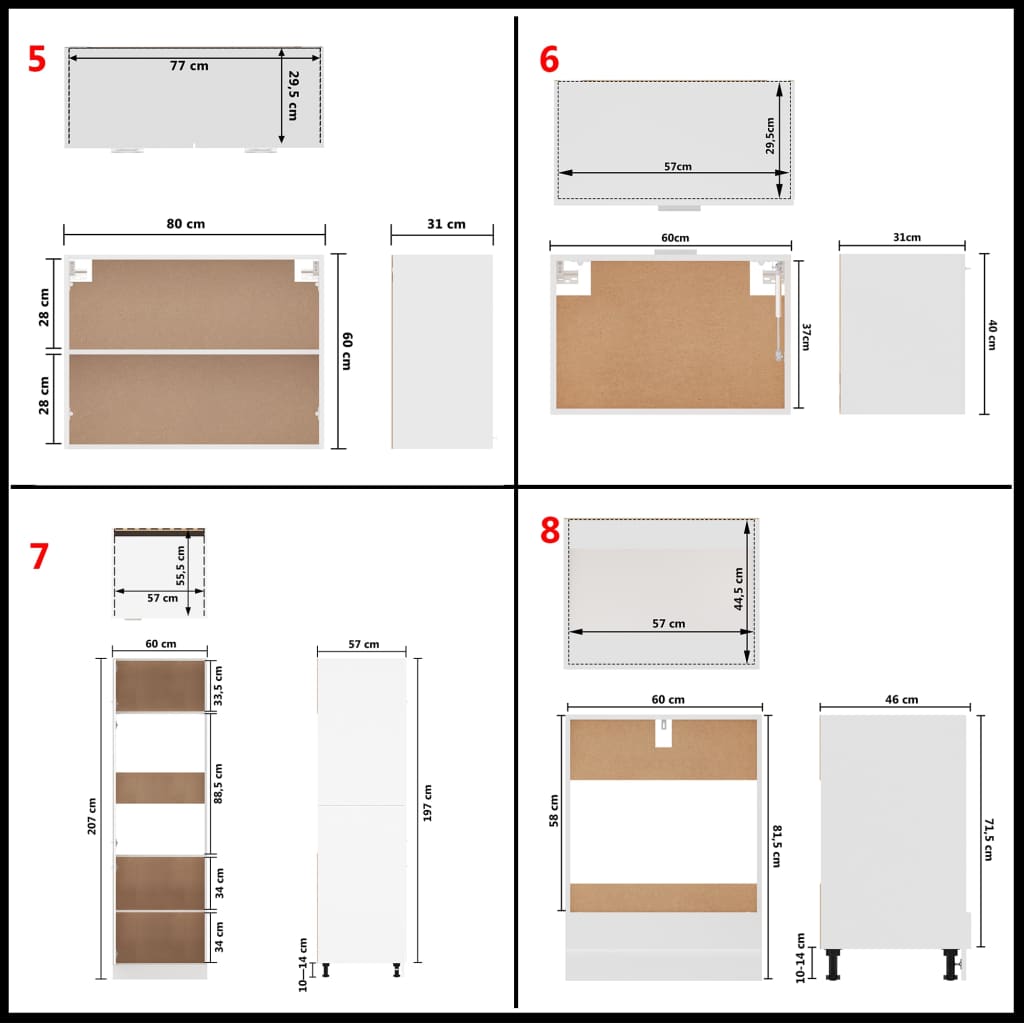 14 Piece Kitchen Cabinet Set Lyon White Engineered Wood