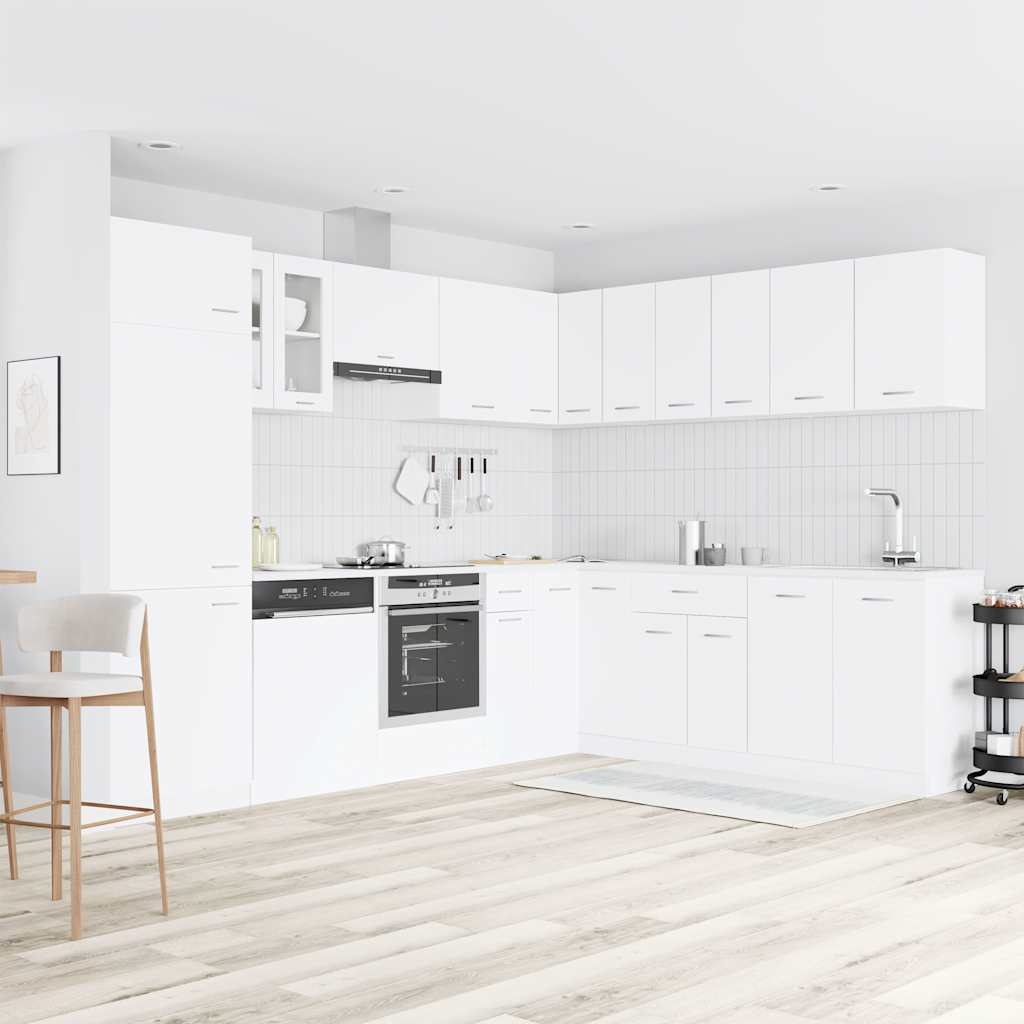 Kitchen Cabinets 14 Piece Cabinet Set Lyon White Engineered Wood 29.5 cm