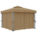 Gazebo With Curtain 3X3 M Taupe Aluminium