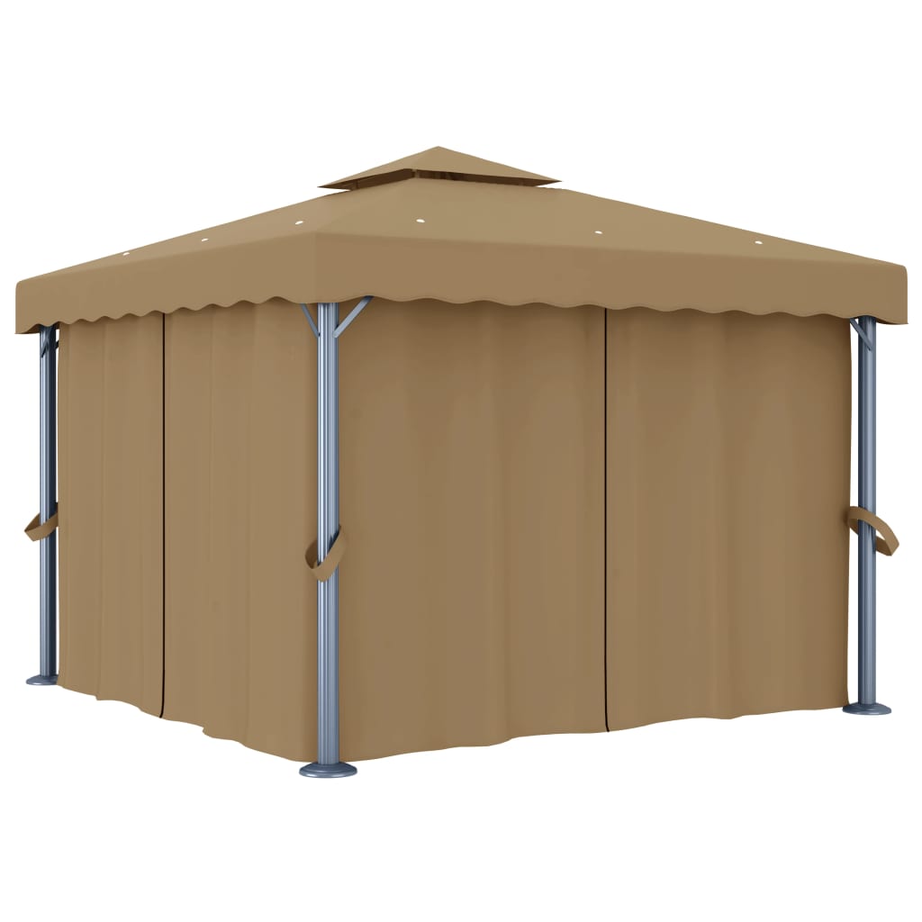 Gazebo With Curtain 3X3 M Taupe Aluminium