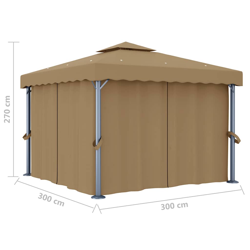 Gazebo Curtain 3X3 M Taupe Aluminium UV Resistant