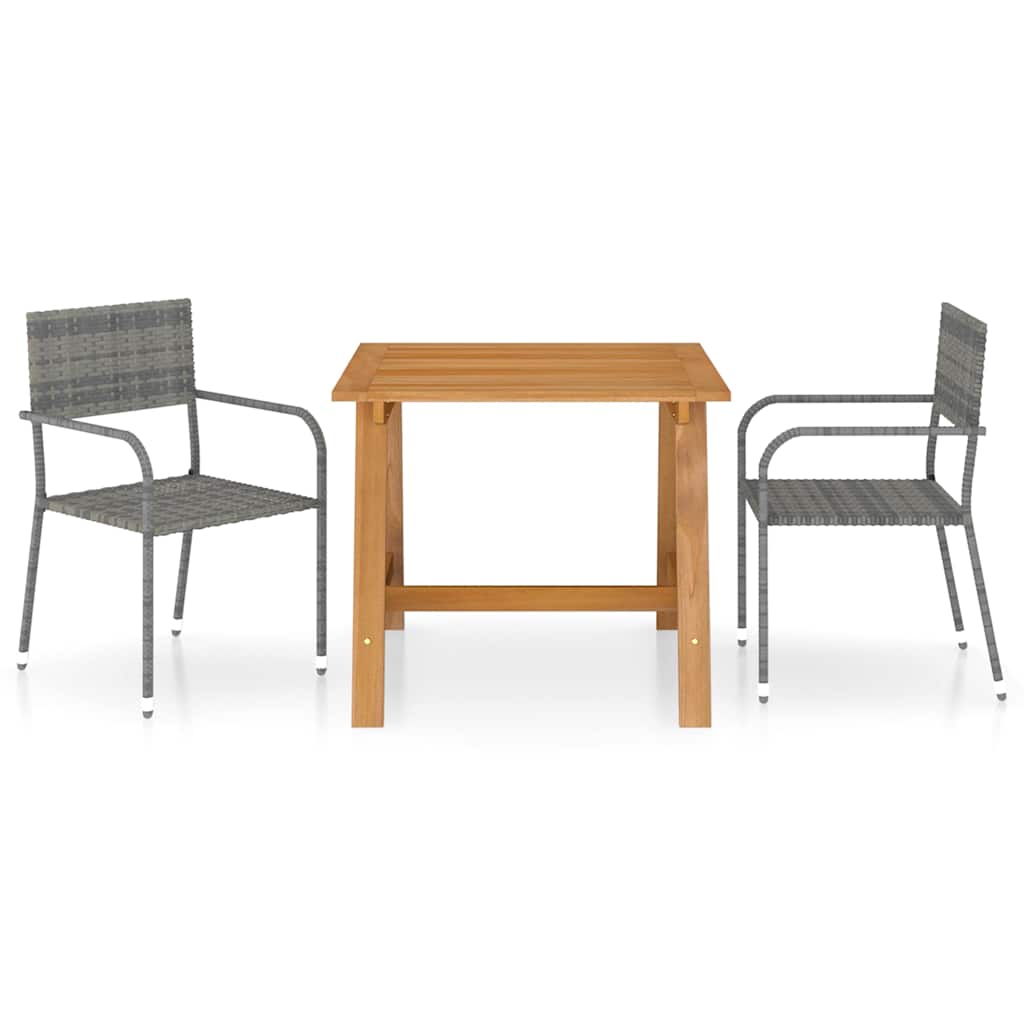 Outdoor Furniture Set 3 Piece Garden Dining grey black PE (polyethylene) rattan