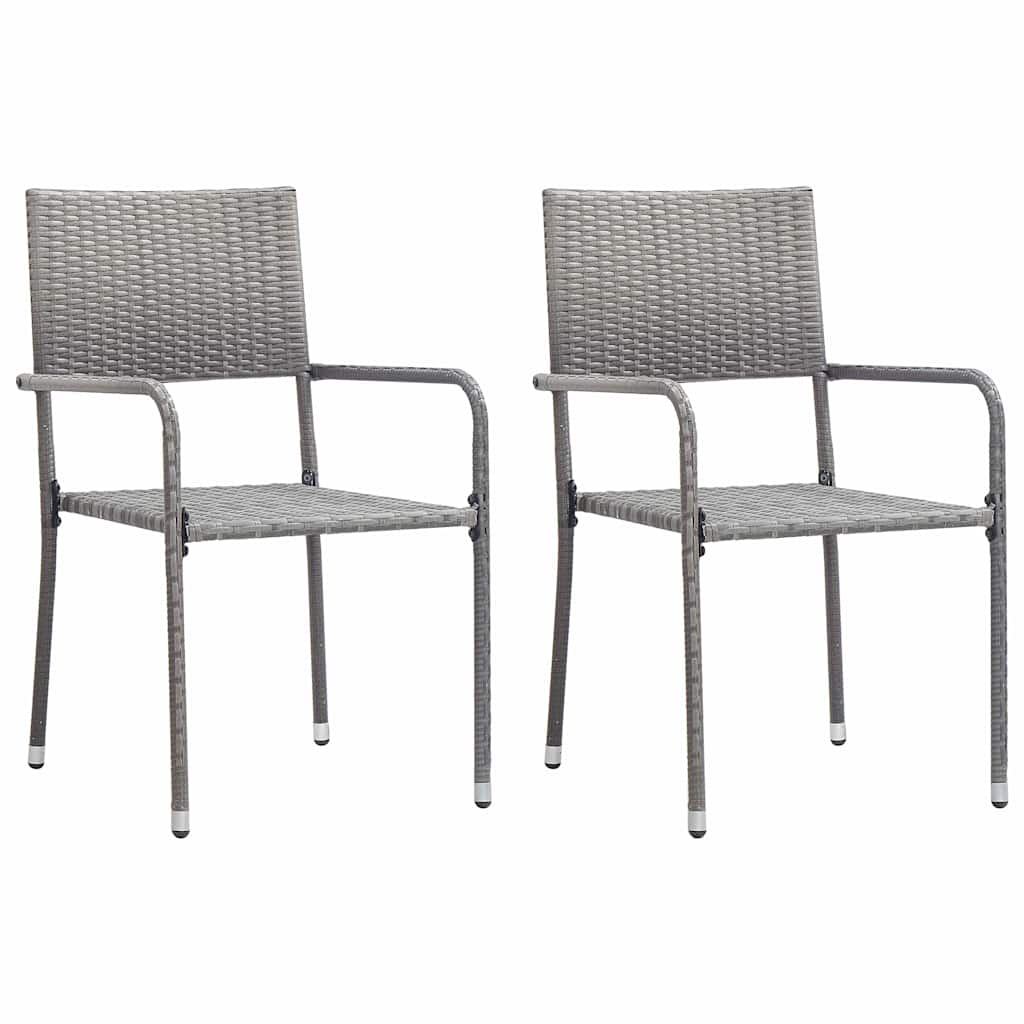 Outdoor Furniture Set 3 Piece Garden Dining Grey Black PE (Polyethylene) Rattan