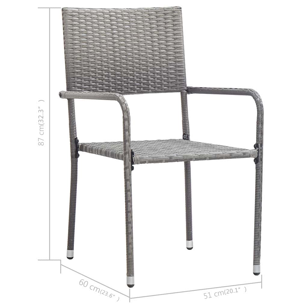 Outdoor Furniture Set 3 Piece Garden Dining Grey Black PE (Polyethylene) Rattan