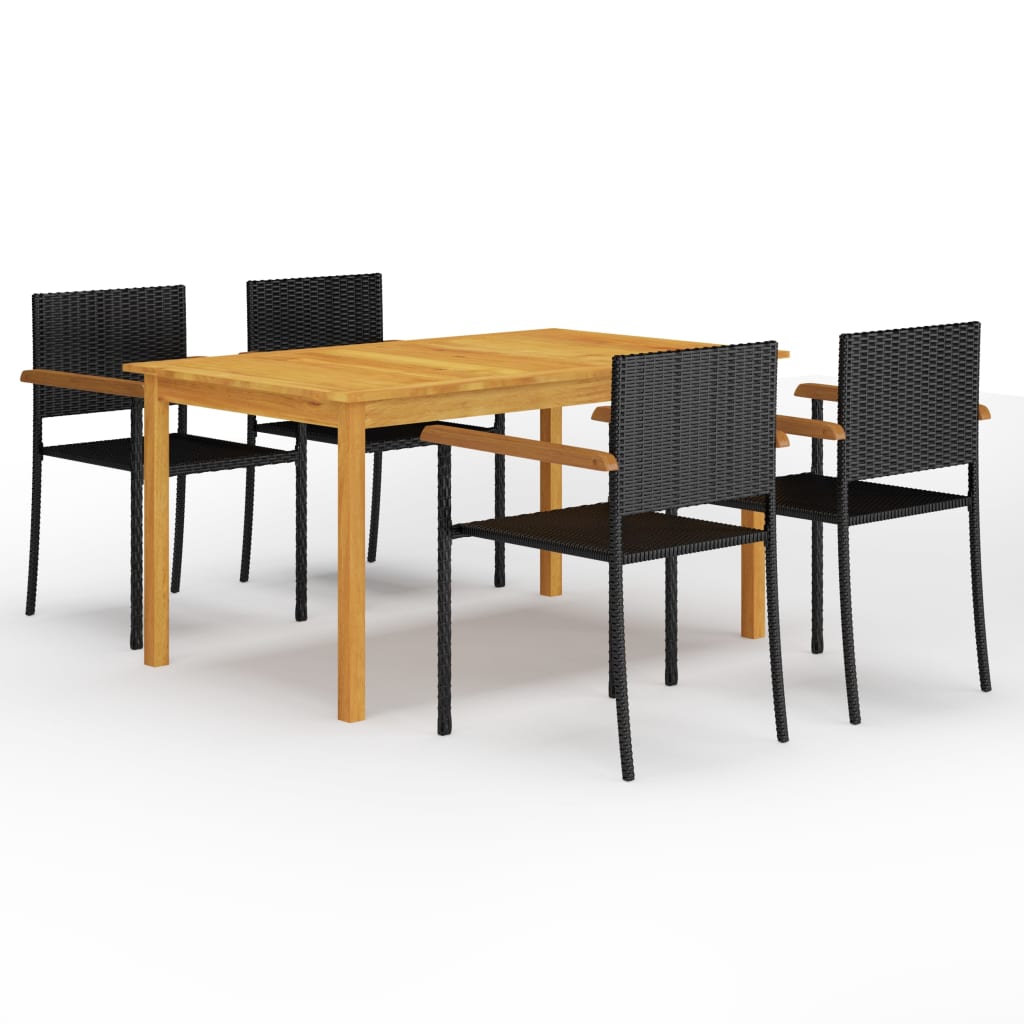 7 Piece Garden Dining Set Black