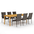 Outdoor Furniture Set 7 Piece Garden Dining Grey Black Brown Weather Resistant
