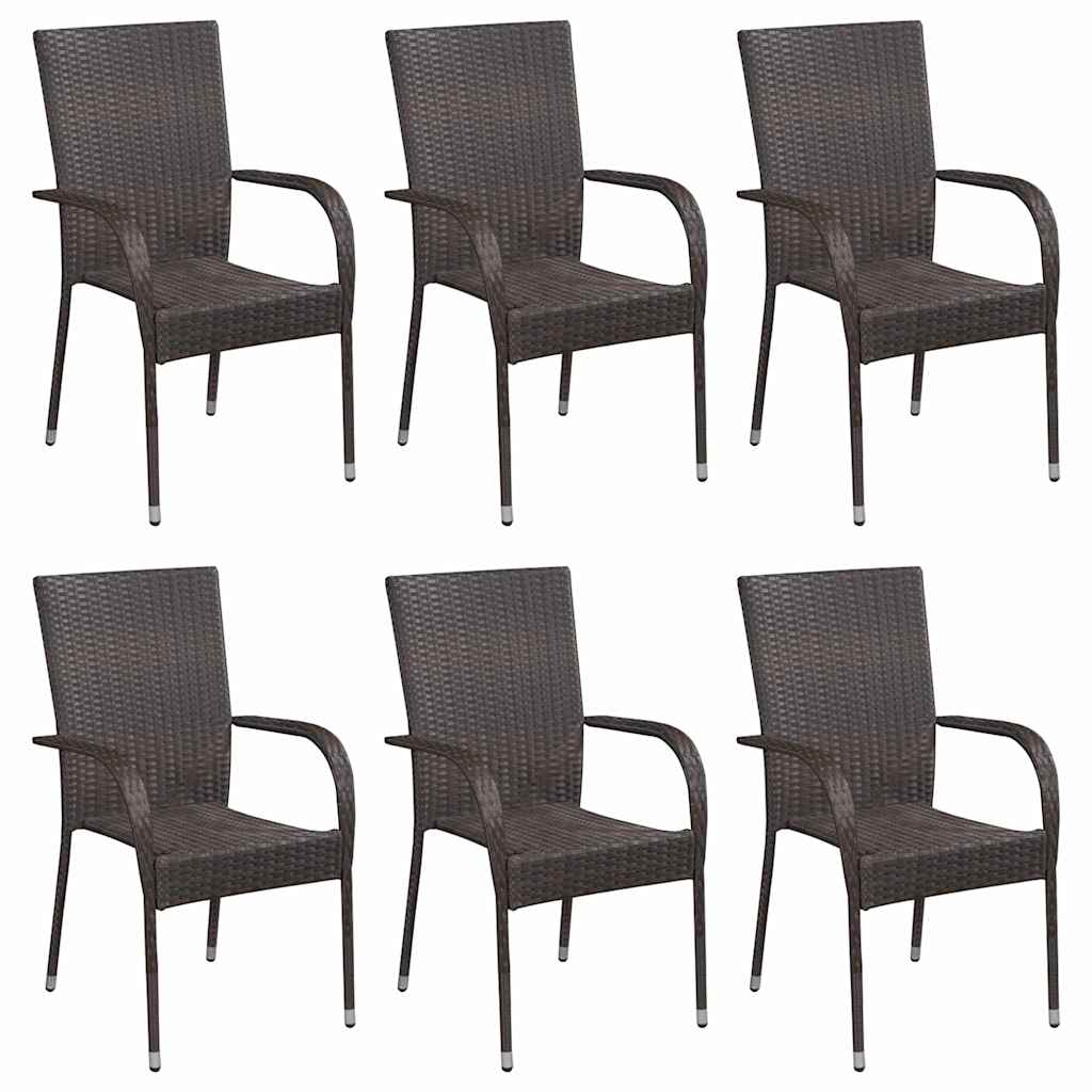 Outdoor Furniture Set 7 Piece Garden Dining Grey Black Brown Weather Resistant