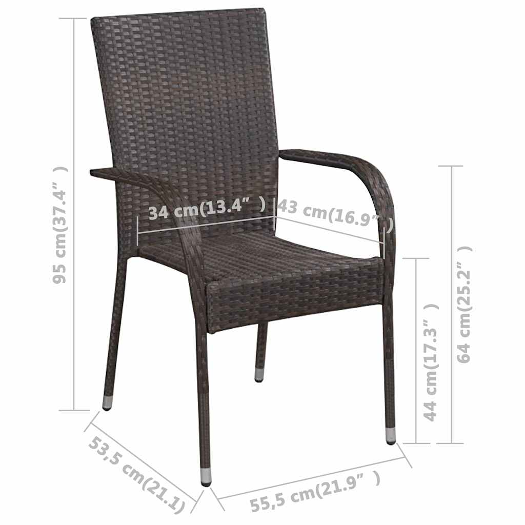 Outdoor Furniture Set 7 Piece Garden Dining Grey Black Brown Weather Resistant