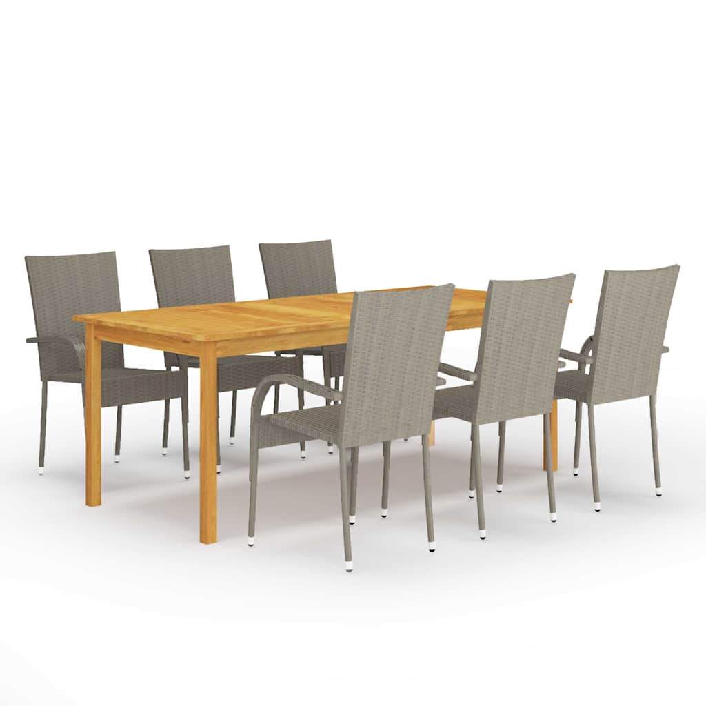 Outdoor Furniture Set 7 Piece Garden Dining Grey Black Brown Weather Resistant