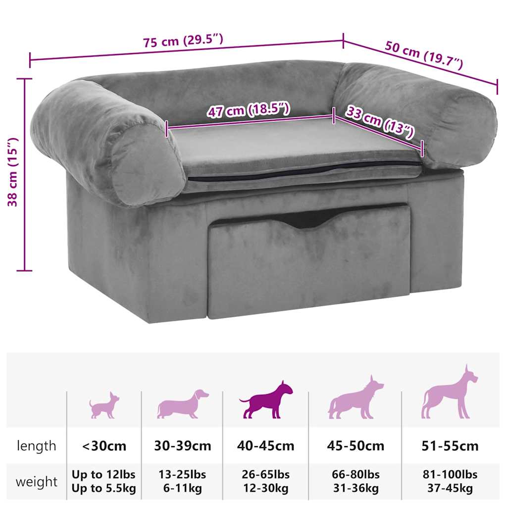 Dog Sofa With Drawer 75X50X38 Cm Plush