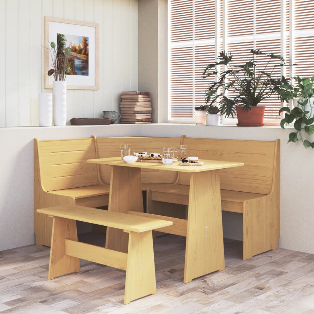 Corner Bench Reine 151 Cm Honey Brown&White Solid Wood Pine