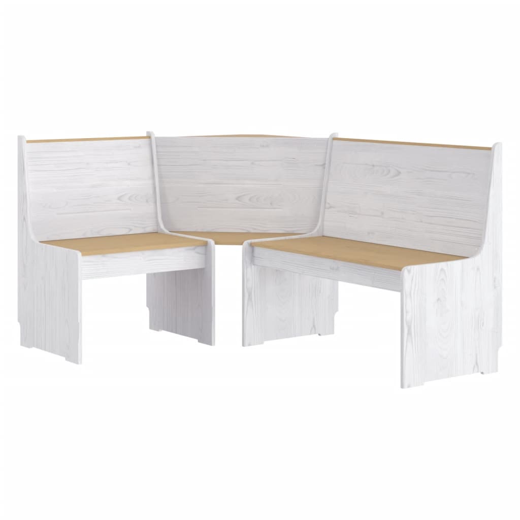 Corner Bench Reine 151 Cm Honey Brown&White Solid Wood Pine