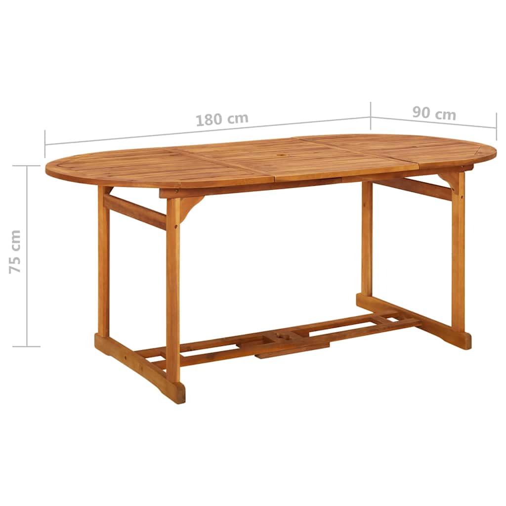 Outdoor Table Garden Dining Solid Acacia Wood 220 x 90 x 75 cm 180 x 90 x 75 cm