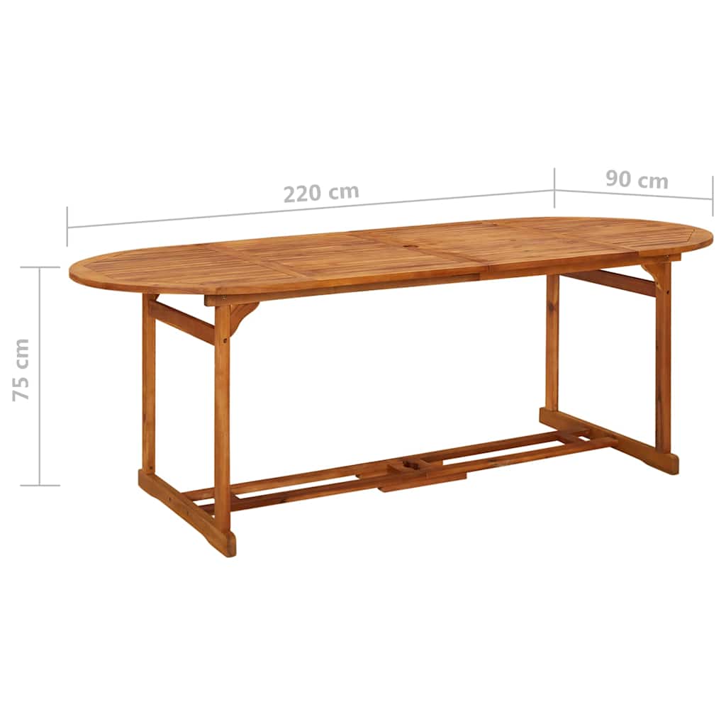 Outdoor Table Garden Dining Solid Acacia Wood 220 x 90 x 75 cm 180 x 90 x 75 cm