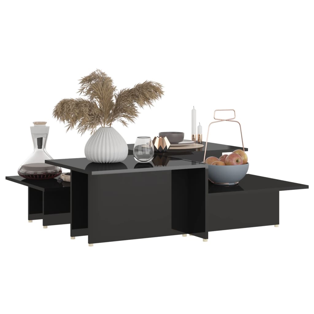 Coffee Tables 2 Pcs High Gloss Black 111.5X50X33 Cm Engineered Wood