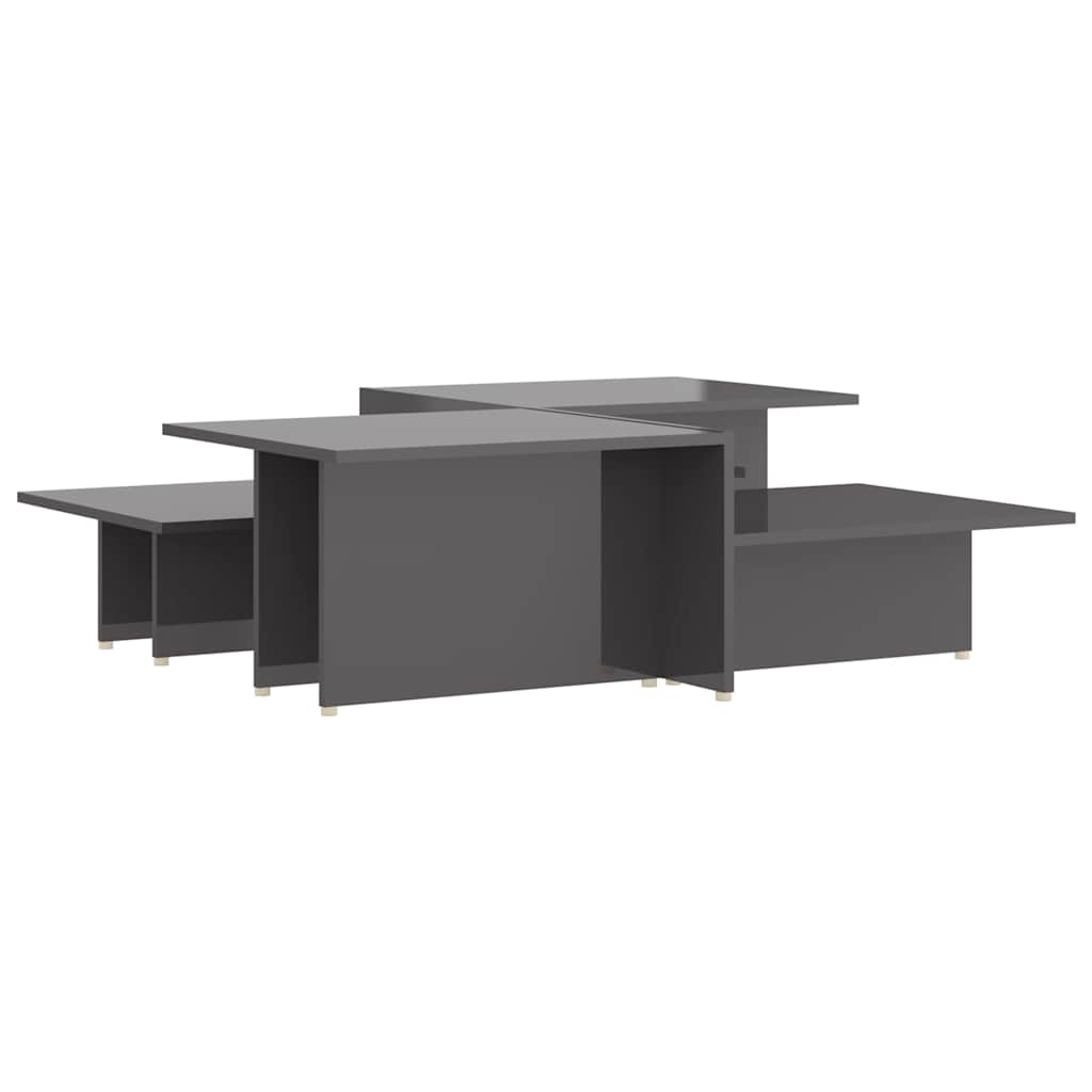 Coffee Table Tables 2 Pcs Gloss Grey 111.5X50X33 Cm Engineered Wood Chipboard 11