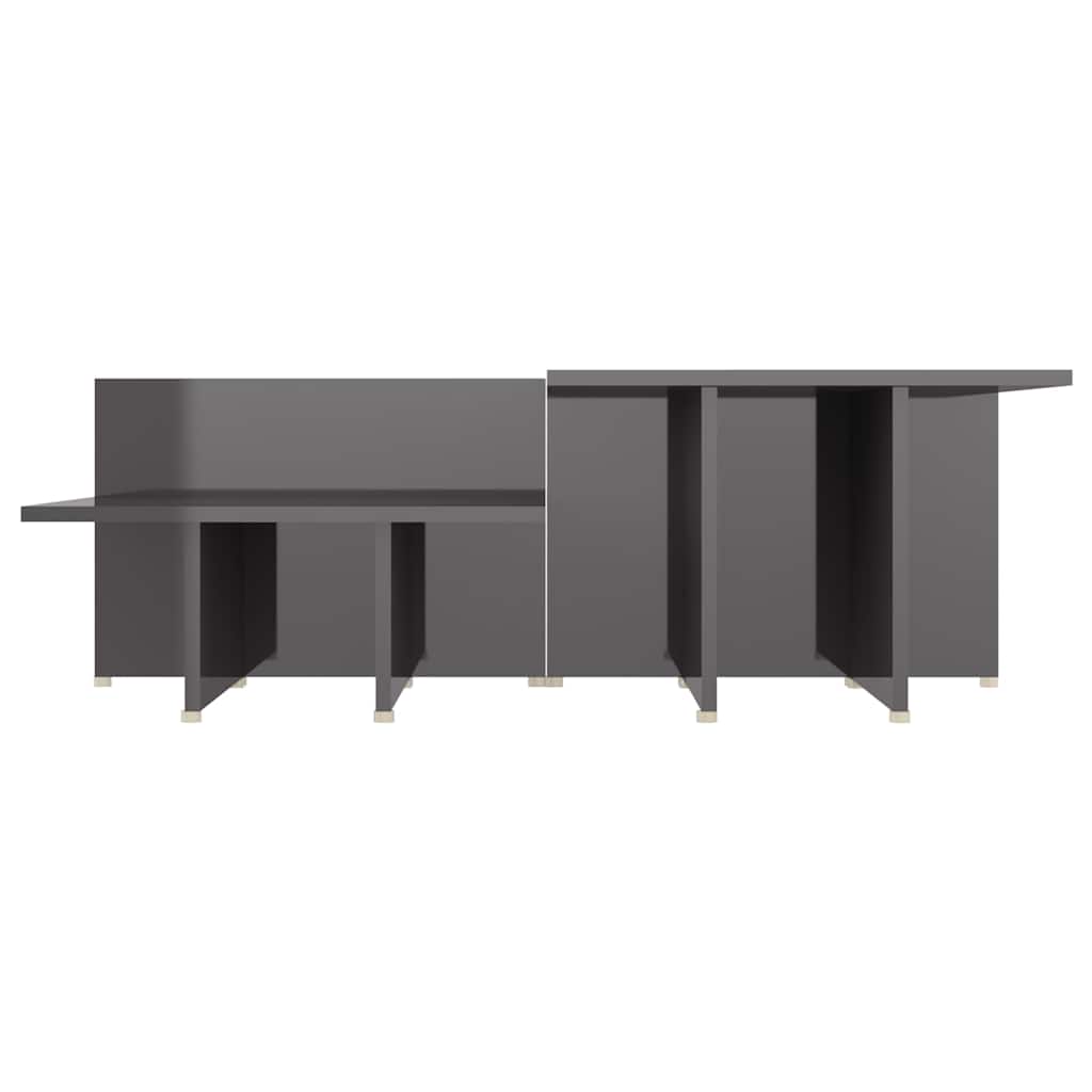 Coffee Table Tables 2 Pcs Gloss Grey 111.5X50X33 Cm Engineered Wood Chipboard 11