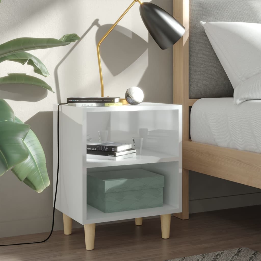 Bed Cabinet With Solid Wood Legs 40X30X50 Cm