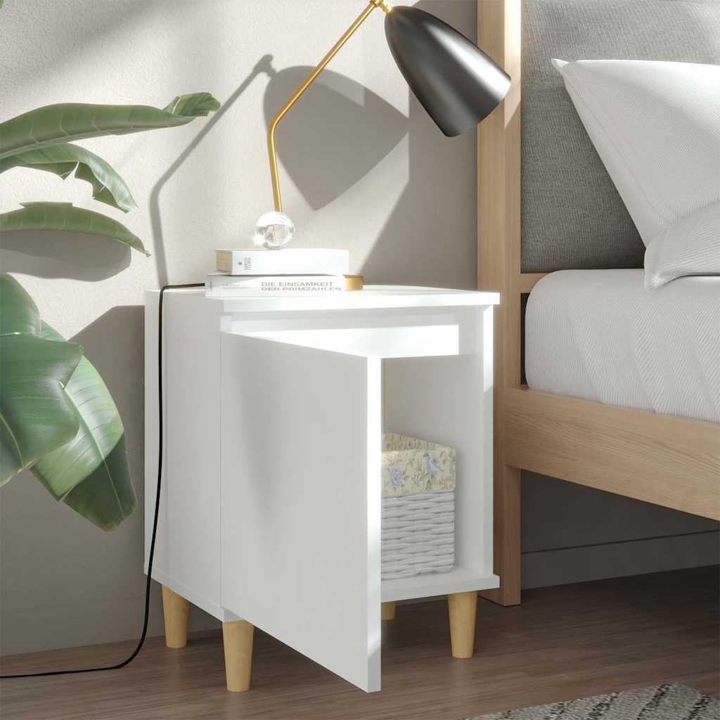 Bed Cabinet With Solid Wood Legs 40X30X50 Cm 1