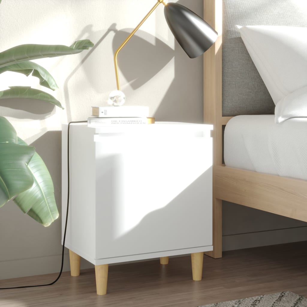 Bed Cabinet With Solid Wood Legs 40X30X50 Cm