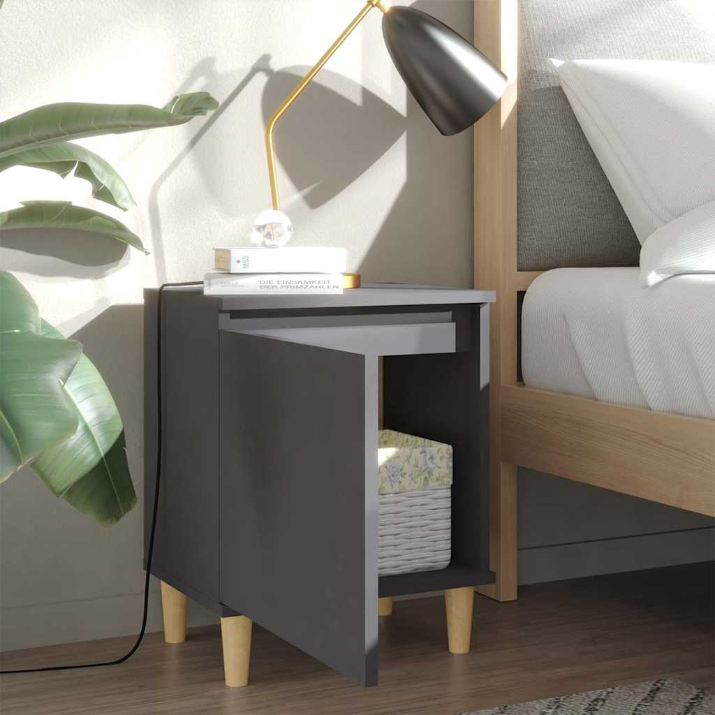 Bed Cabinet With Solid Wood Legs 40X30X50 Cm 1