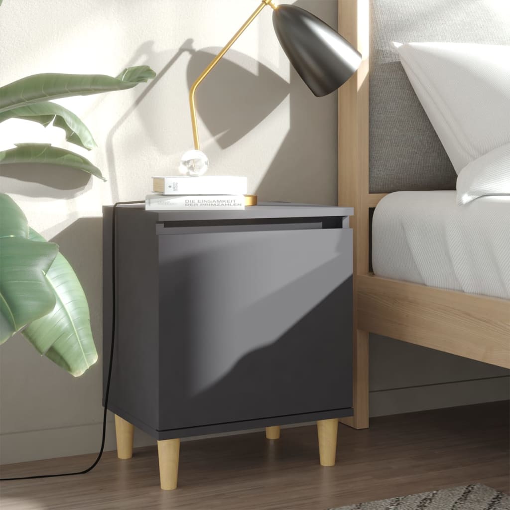 Bed Cabinet With Solid Wood Legs 40X30X50 Cm