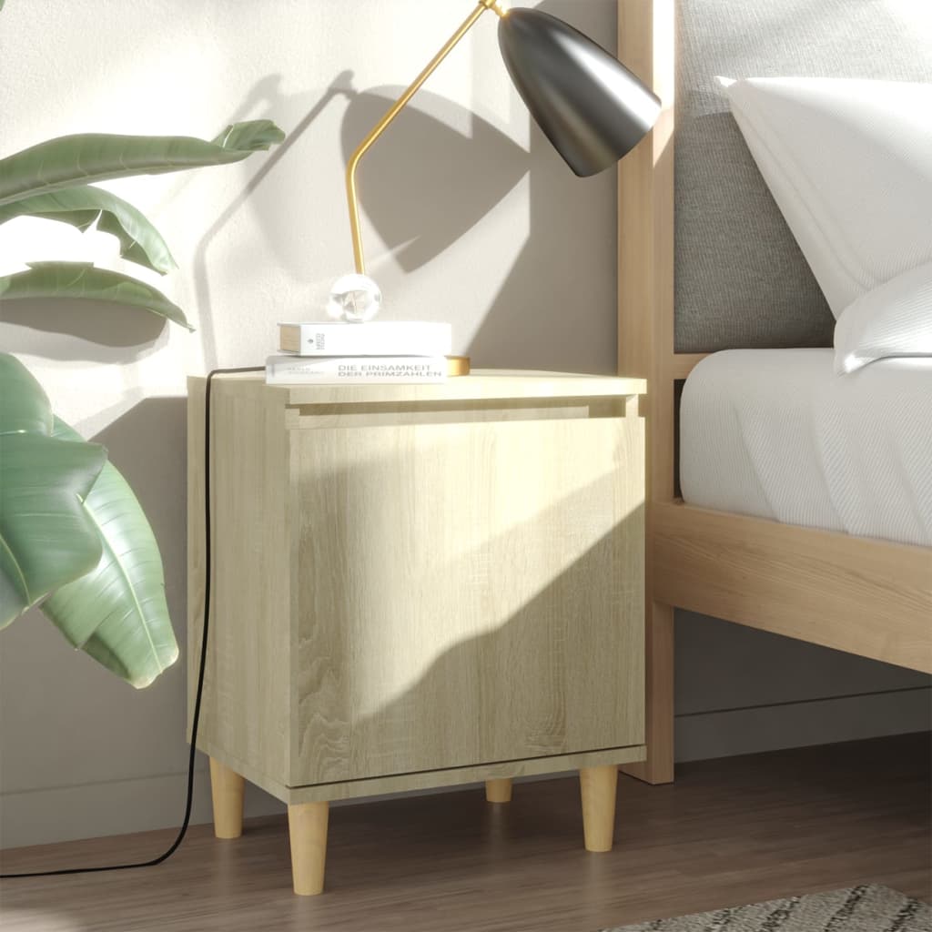 Bed Cabinet With Solid Wood Legs 40X30X50 Cm