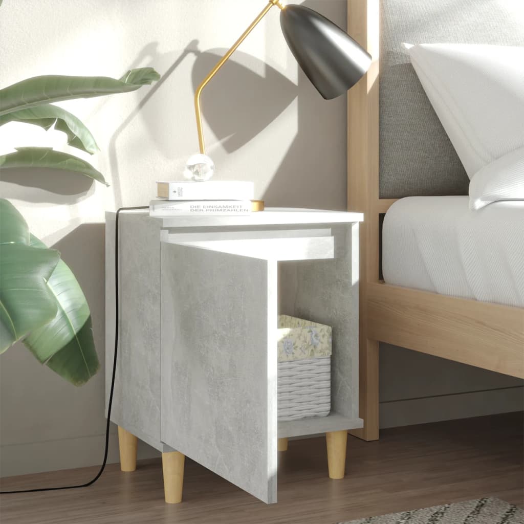 Bed Cabinet With Solid Wood Legs 40X30X50 Cm