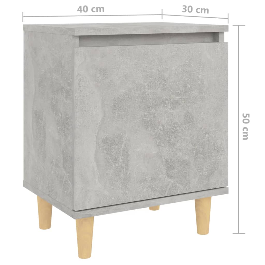 Bed Cabinet With Solid Wood Legs 40X30X50 Cm