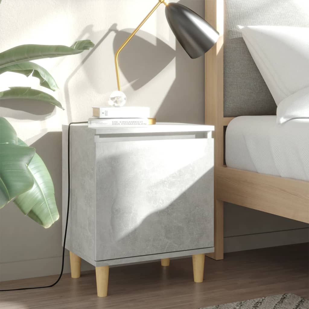 Bed Cabinet With Solid Wood Legs 40X30X50 Cm
