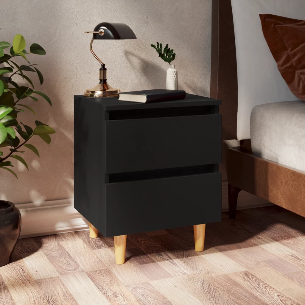 Bed Cabinet With Solid Pinewood Legs 40X35X50 Cm