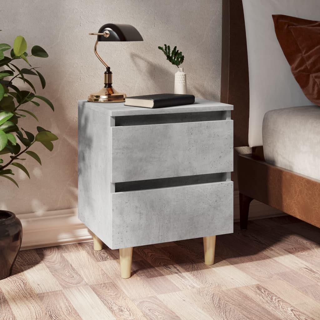 Bed Cabinet With Solid Pinewood Legs 40X35X50 Cm