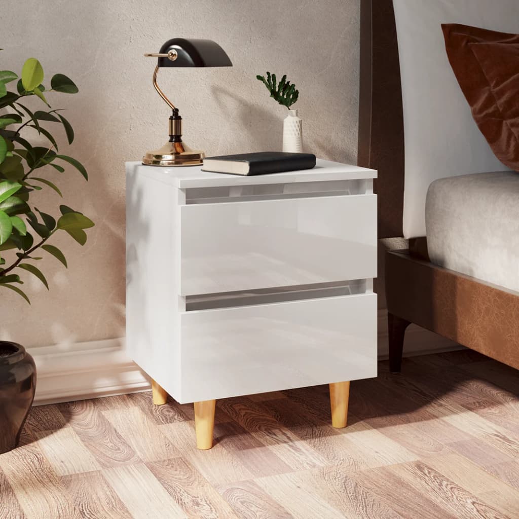 Bed Cabinet With Solid Pinewood Legs 40X35X50 Cm