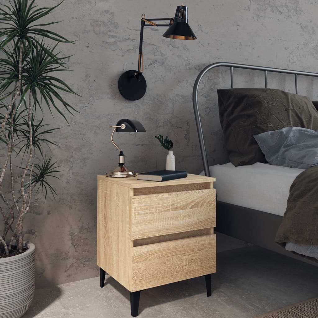 Bed Cabinet With Metal Legs 40X35X50 Cm