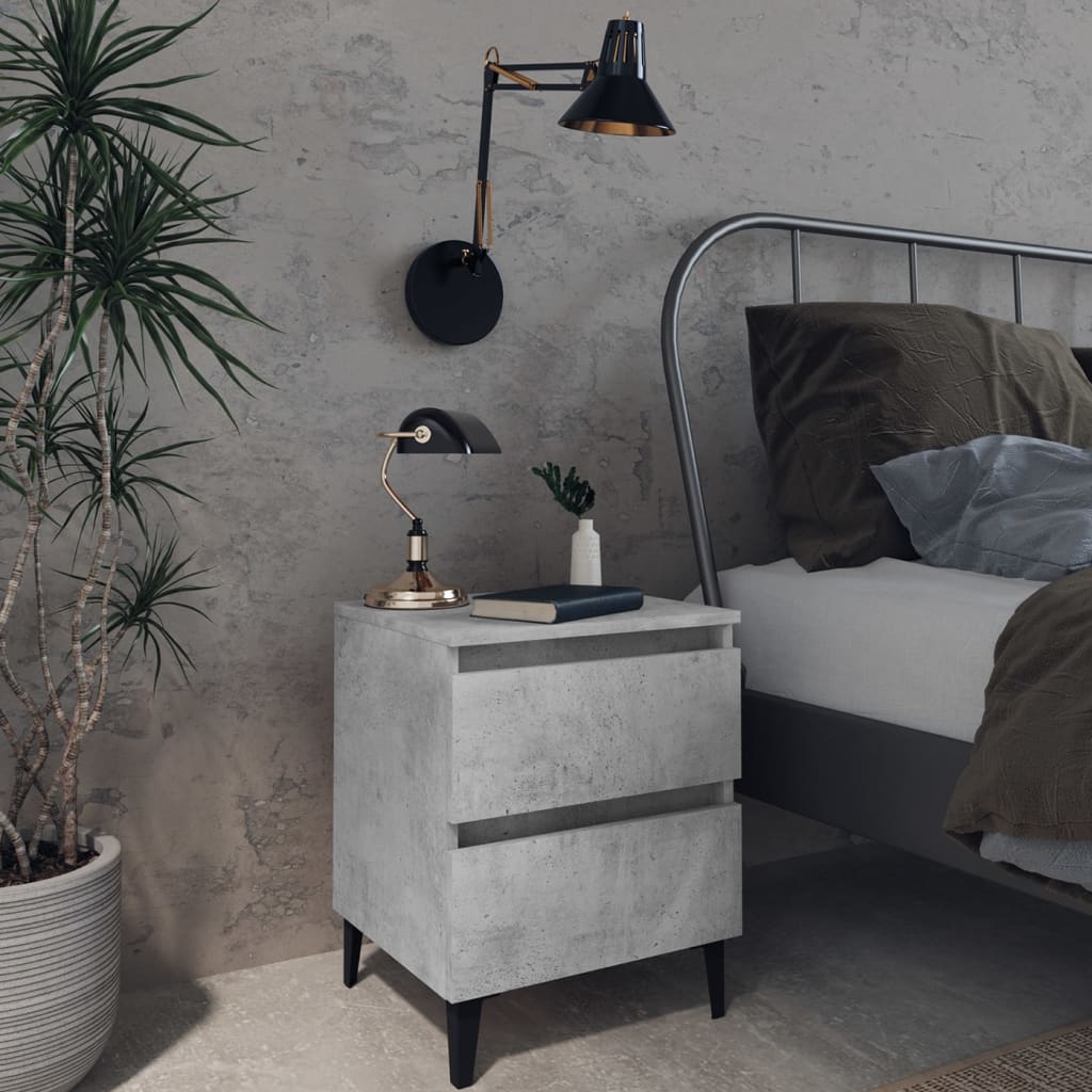 Bed Cabinet With Metal Legs 40X35X50 Cm