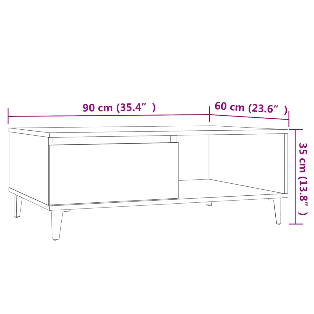 Coffee Table 90X60X35 Cm Engineered Wood