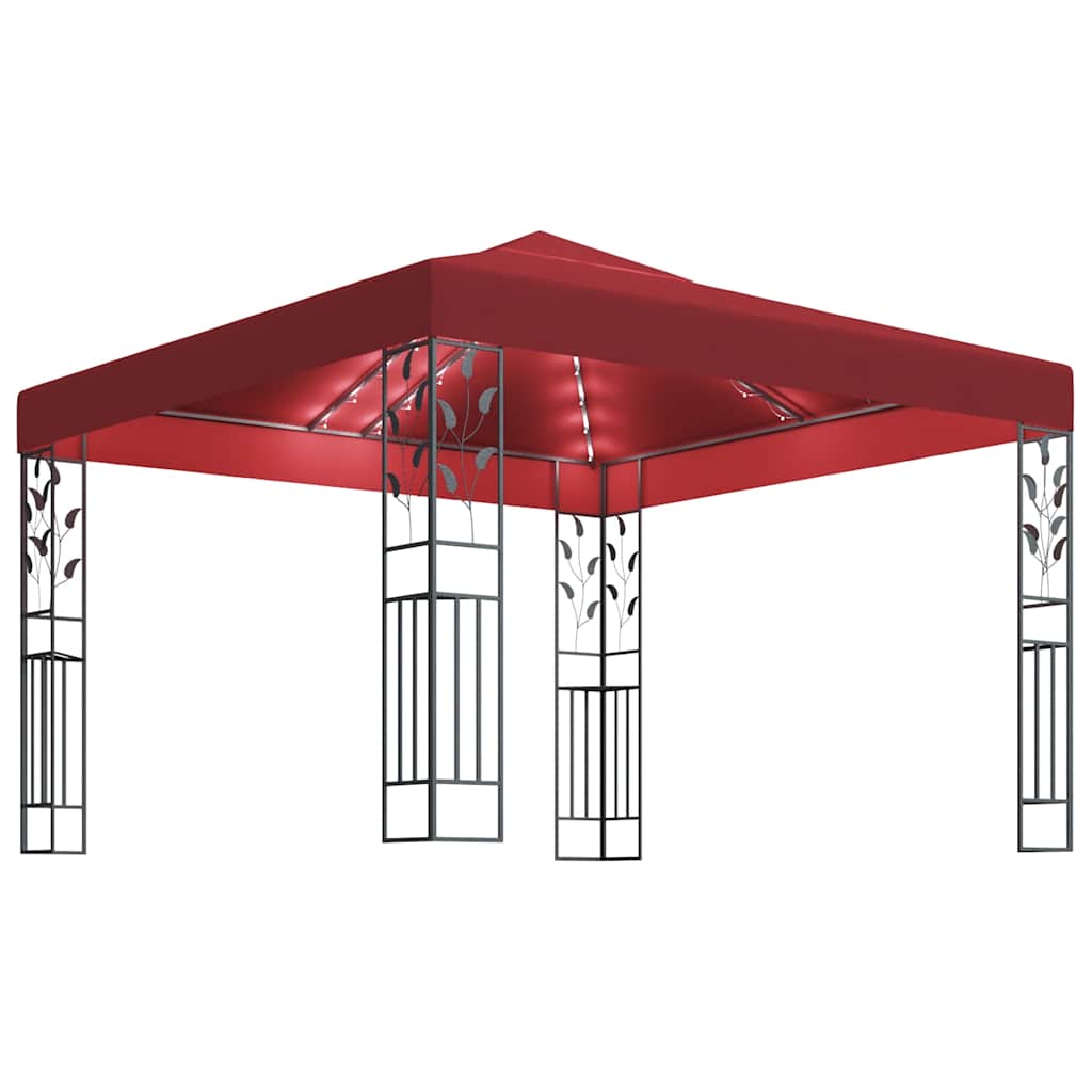 Gazebo With Led String Lights 3X3 M
