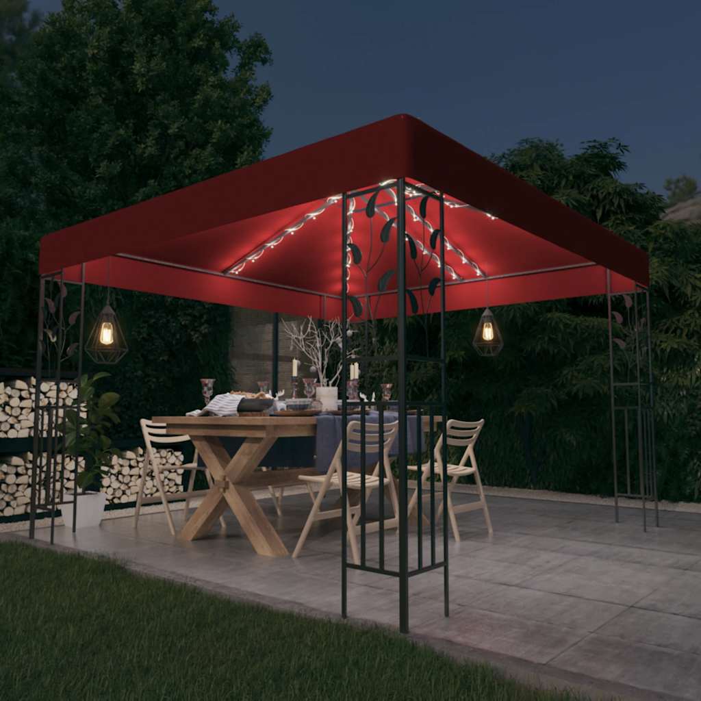 Gazebo With Led String Lights 3X3 M