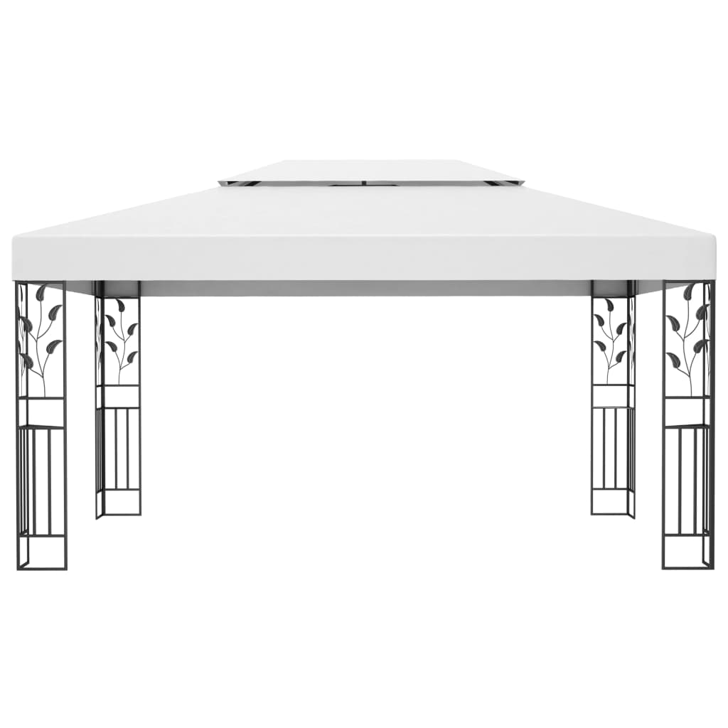 Gazebo With Double Roof&Led String Lights 3X4 M