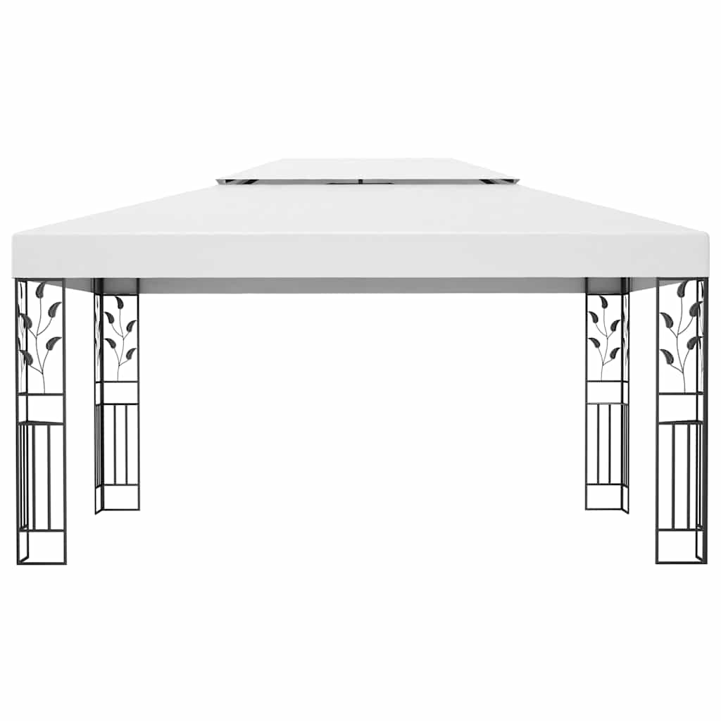 Gazebo Double Roof&Led String Lights 3X4 M white taupe anthracite