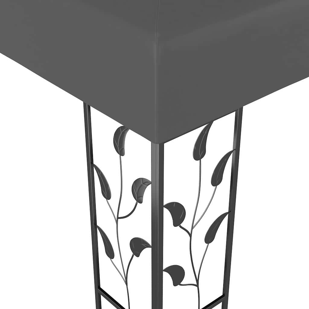 Gazebo Double Roof&Led String Lights 3X4 M white taupe anthracite
