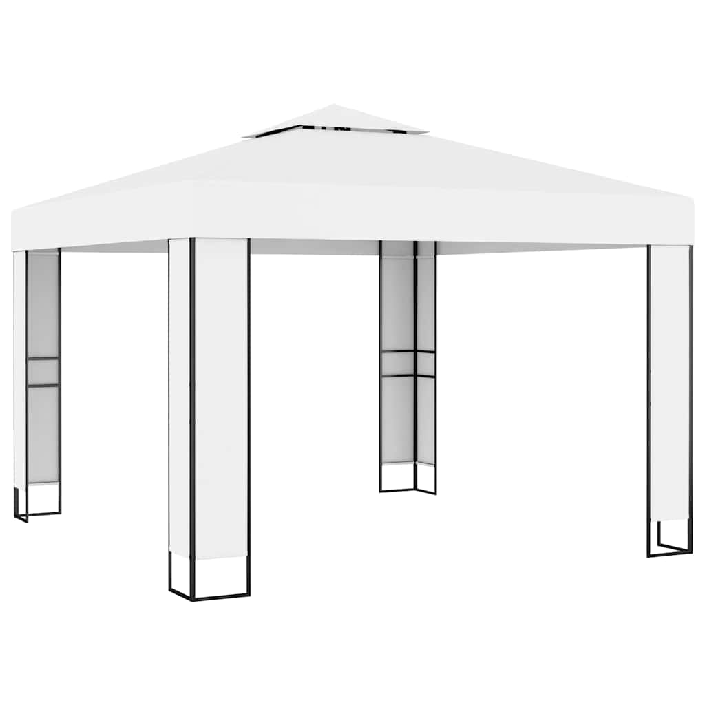 Gazebo With Double Roof LED String Lights 3X3X2 7 M
